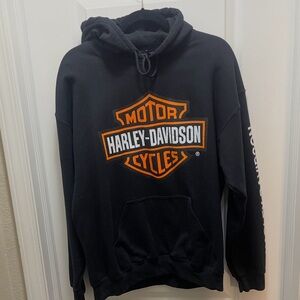 Harley-Davidson Black and Orange Logo Hoodie